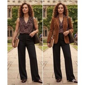 Cabi Study Top 4071 Ruffle V-Neck Blouse M Black Red Leaf Polka Dot